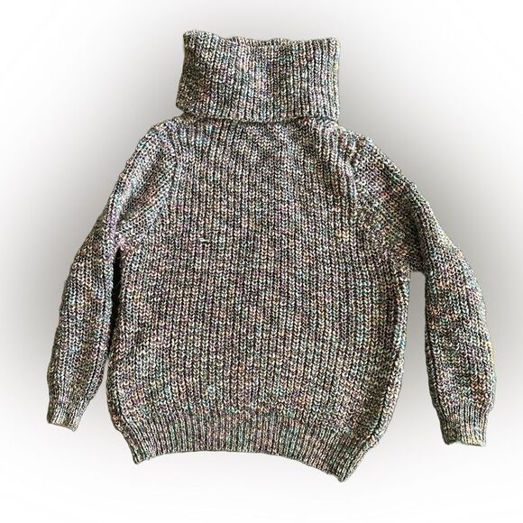 Roz&Ali Chunky Knit Turtleneck Sweater Multicolor Marled Raglan Sleeve Womens 2X - Picture 2 of 4